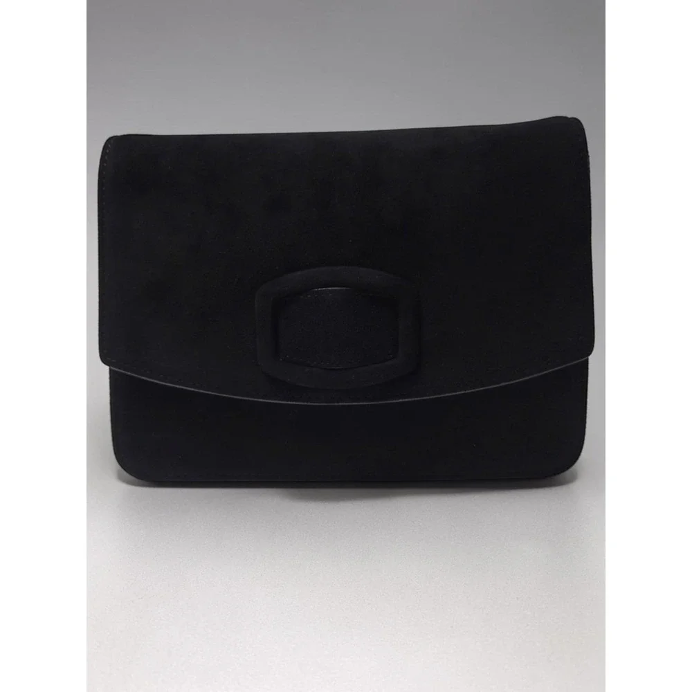 Hobbs London Black Suede‎ Leather Convertible Clutch Shoulder Bag